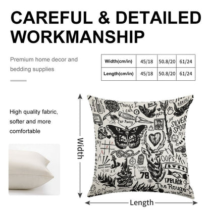 Tattoos Collage Linen Throw Pillow Cover