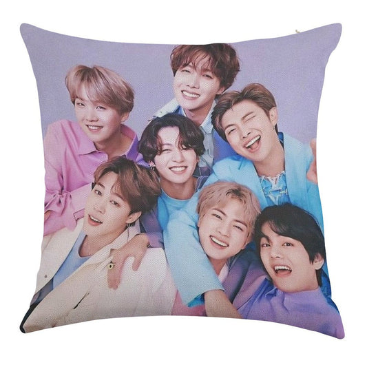 Vintage BTS Linen Throw Pillow Cover