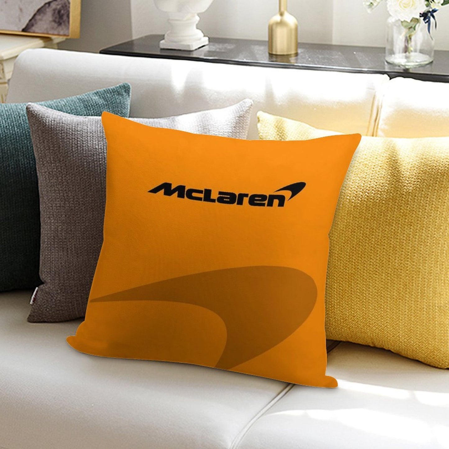 Minimalistic Mclaren Formula 1 Team Inspired Iphone Cover And Samsung Mobile Case Best Gift for F1 Fans Soft Ultra-Soft Texture Throw Pillow