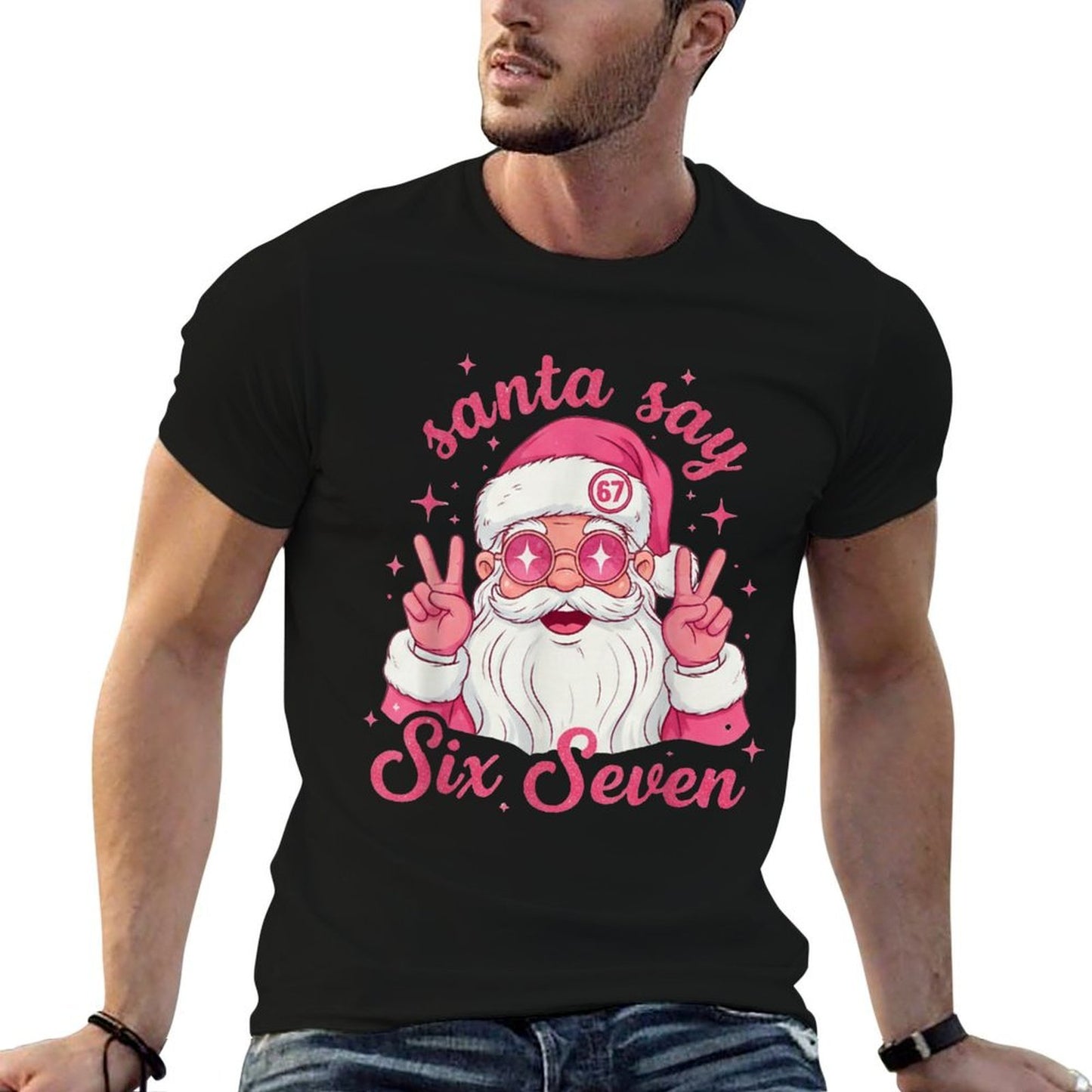 67 Christmas Funny Six Seven Meme Santa Say Six Seven  Fade-proof Color T-Shirt