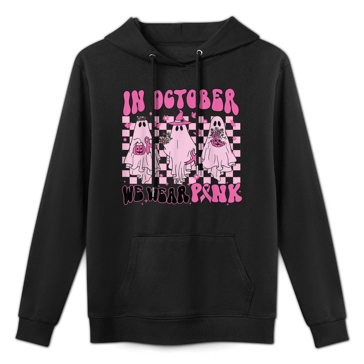 In October We Wear Pink Ghost Breast Cancer Halloween Party Moisture-Wicking Hoodie