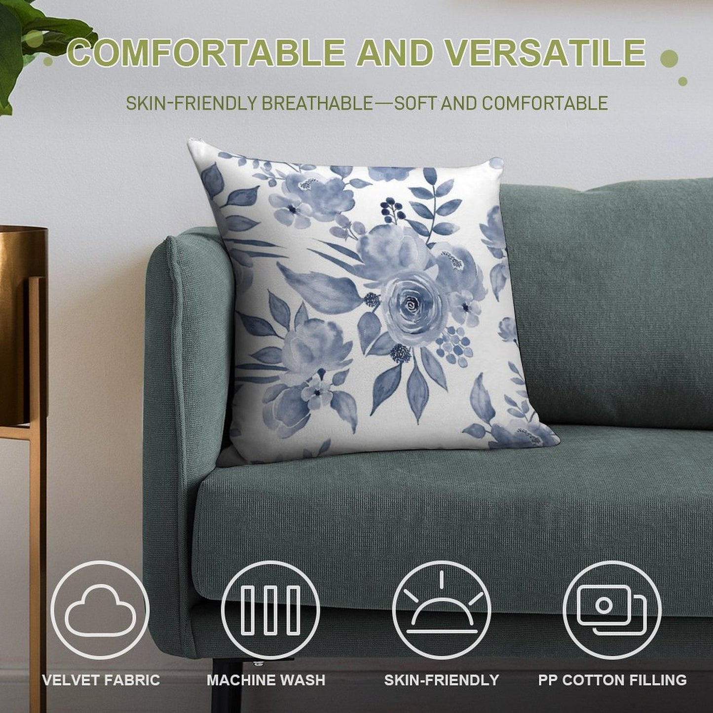 Hamptons Style Floral Design Soft Style Accent Throw Pillow