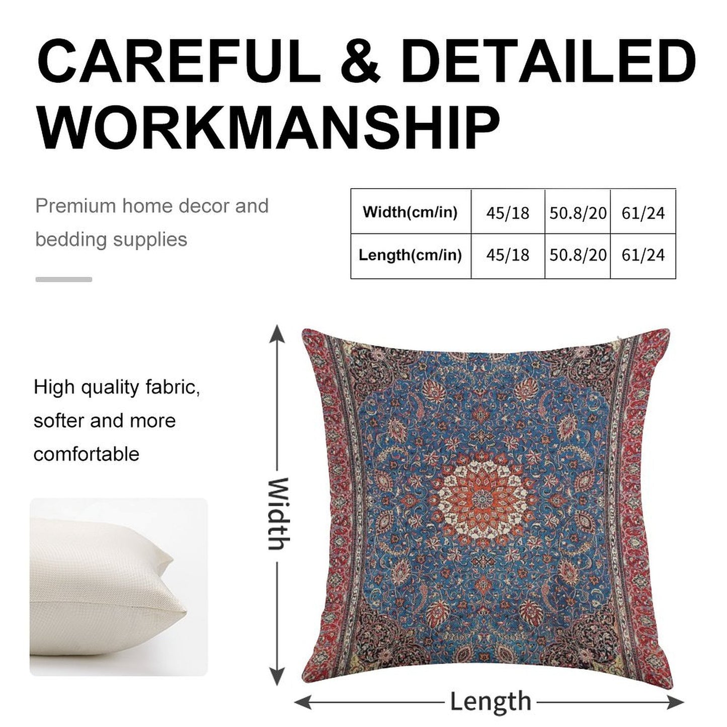 Sarouk Antique Persian Rug Print Linen Throw Pillow Cover