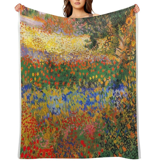 Flower Garden Painting by Vincent Van Gogh Throw Blanket