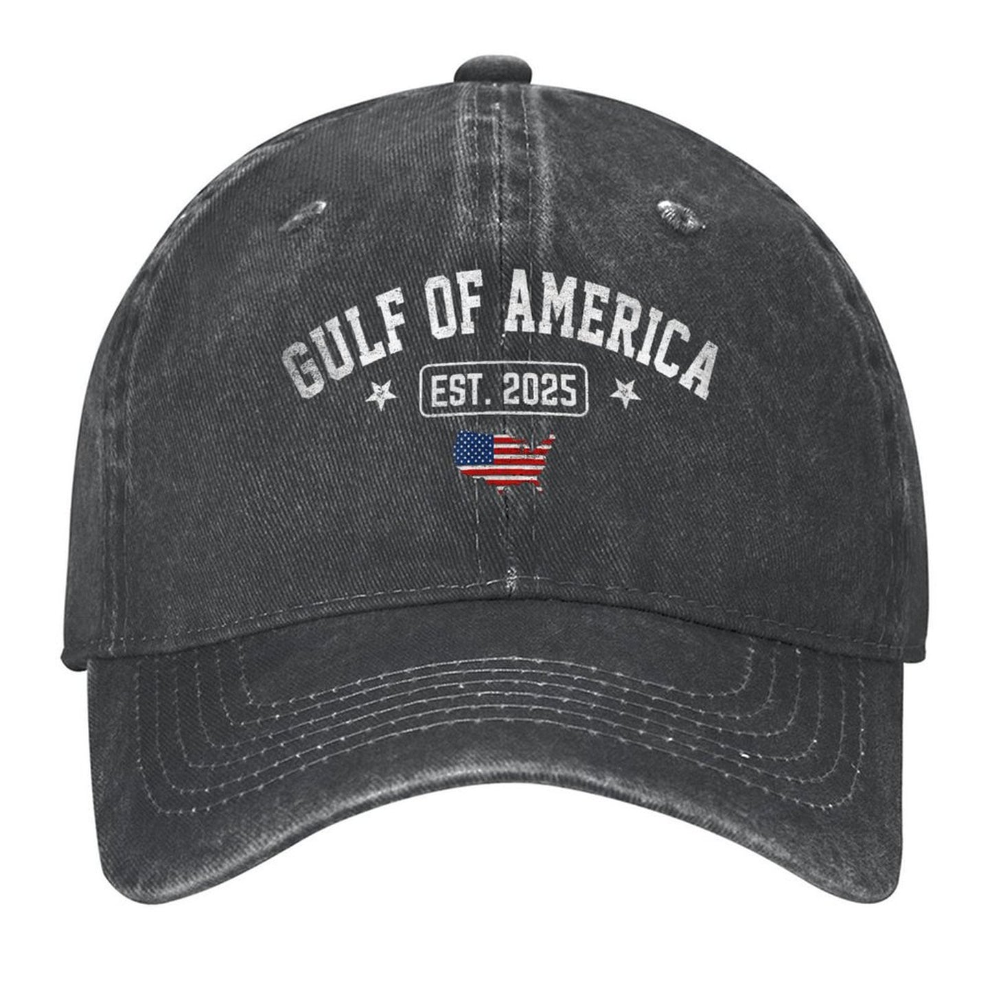 Gulf Of US America Est 2025 Vintage USA American Flag Men Baseball Cap