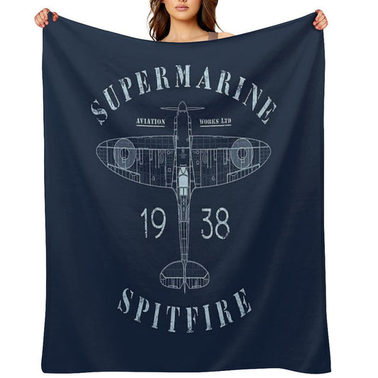 Spitfire Blueprint Throw Blanket
