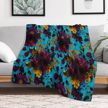 Moody Florals - Mystic Botanical Night Garden 13 Nightgarden Throw Blanket