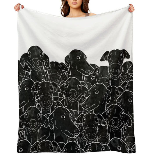 Greyhounds Black And White Pattern Throw Blanket