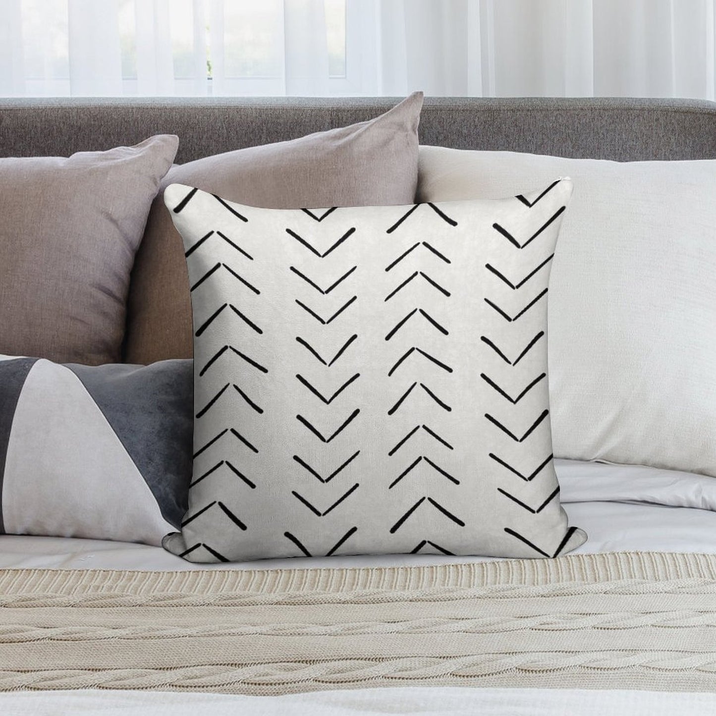 Boho Big Arrows in White And Black Soft Skin-Friendly Throw Pillow