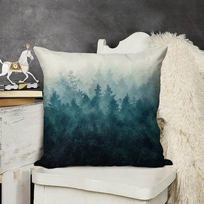 The Heart Of My Heart  So Far From Home In A Misty Foggy Fall Wilderness Forest Linen Throw Pillow Cover