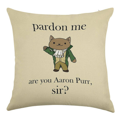 Alexander Hamilcat (Black Text) Linen Throw Pillow Cover