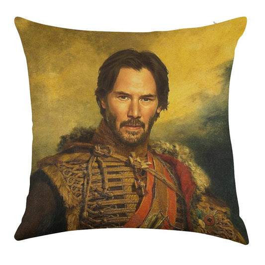 Keanu Reeves - Replaceface Linen Throw Pillow Cover