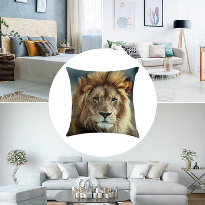 Majestic Lion Linen Throw Pillow Cover