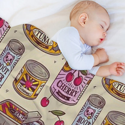 Vintage Canned Goods Pattern Throw Blanket