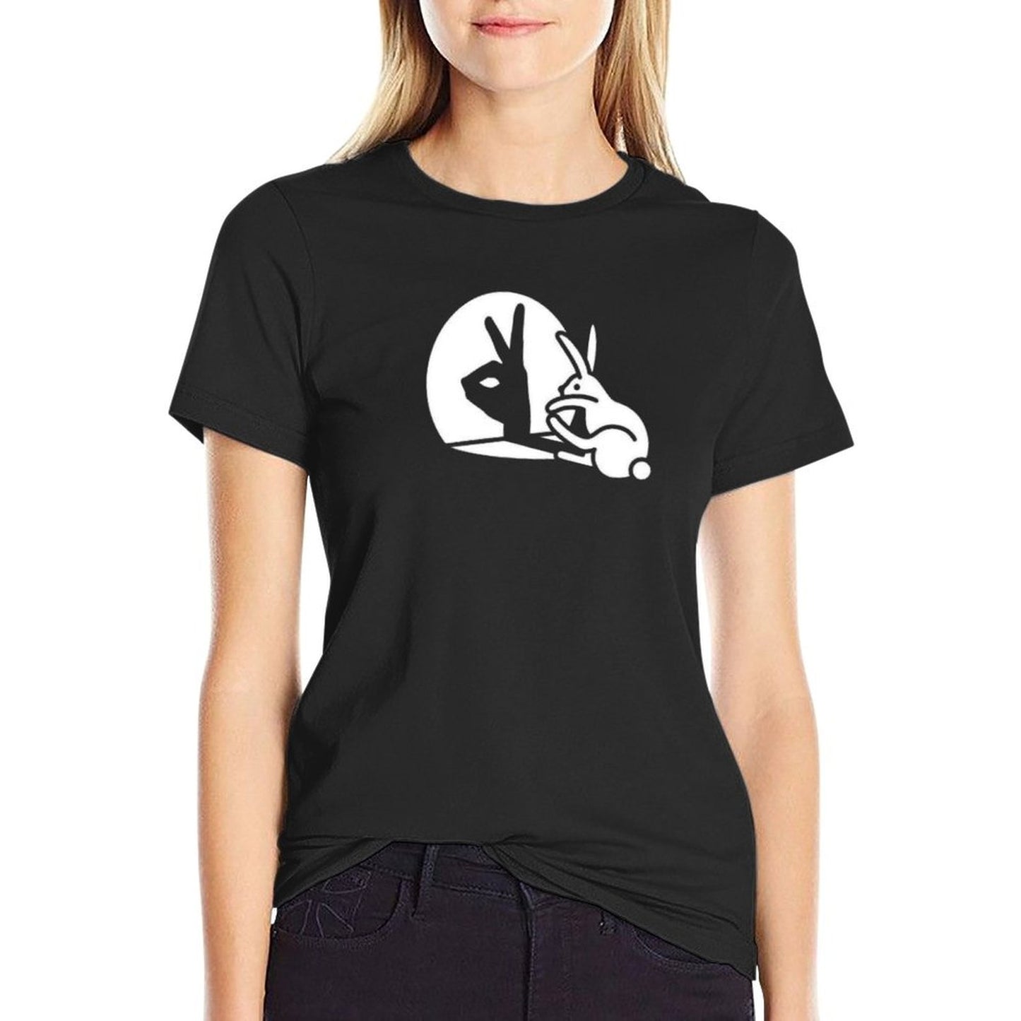 Funny Rabbit Hand Shadow Puppets Humor Pop Art  Durable T-Shirt