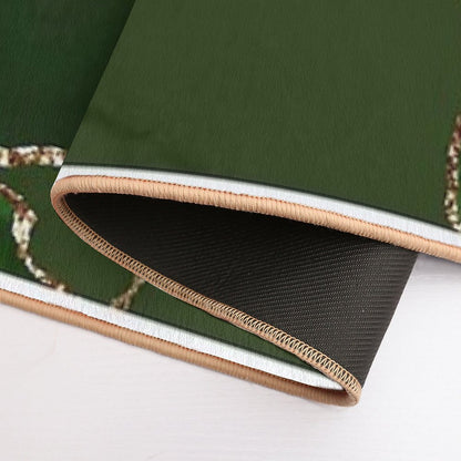 Emerald Green Faux Malachite Marble Bath Mat