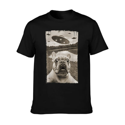 French Bulldog And UFO - Funny UFO And French Bulldog Selfie T-Shirt