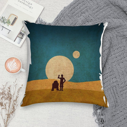 Droids In The Dunes Soft Ultra-Soft Texture Throw Pillow