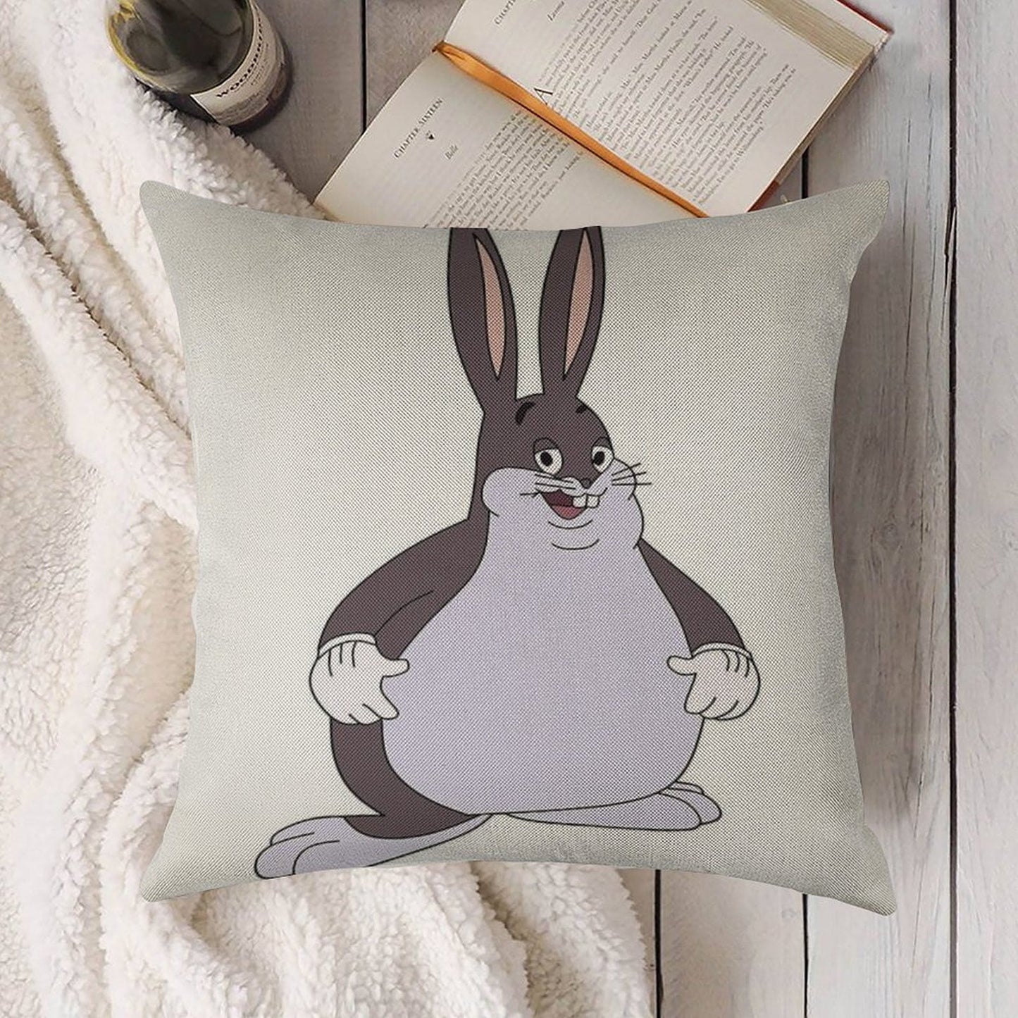 Chubby Chungus Linen Throw Pillow Cover