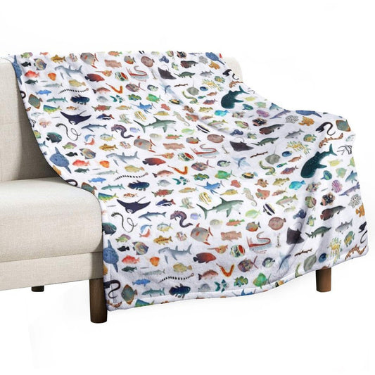 One Hundred Fish Throw Blanket