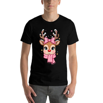 Reindeer Merry Christmas Cute Girl Women Kids  Vintage-inspired T-Shirt