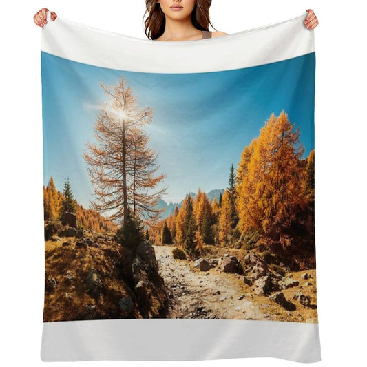 Autumn Trekking in The Alpine Pusteria Valley Throw Blanket