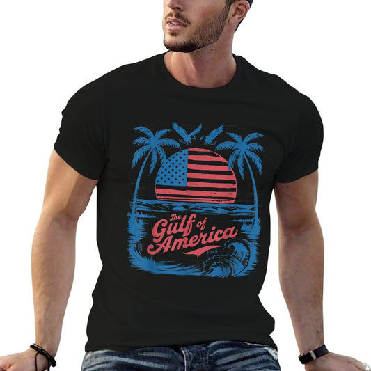 America Gulf-Of-US Retro Vintage Beach USA Flag Men Women T-Shirt