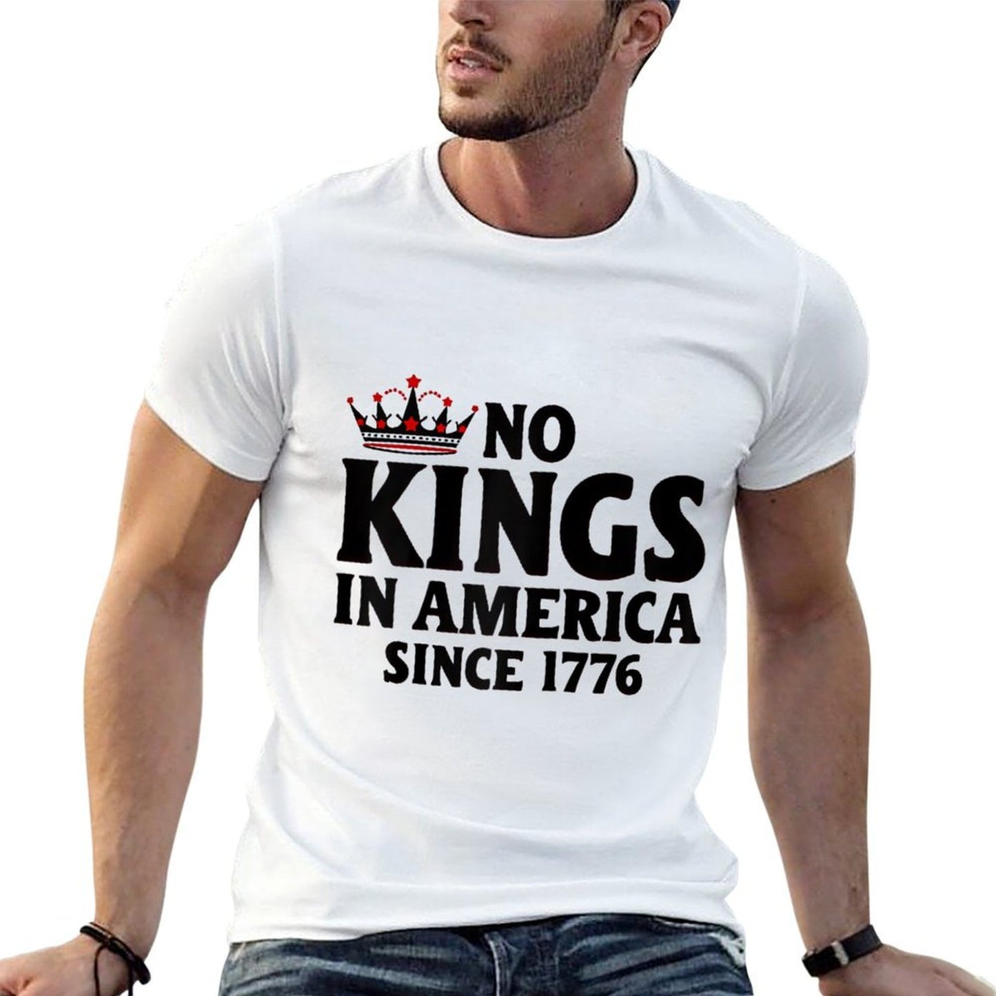 No Kings In America Since 1776 Raglan Baseball  Summer-ready Fabric T-Shirt