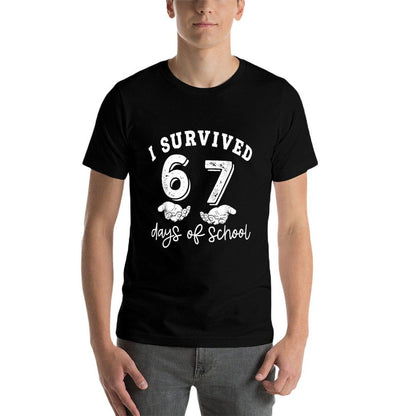 I Survived 67 Days of School Funny 67 Teachers Students Meme  Polyester Blend T-Shirt