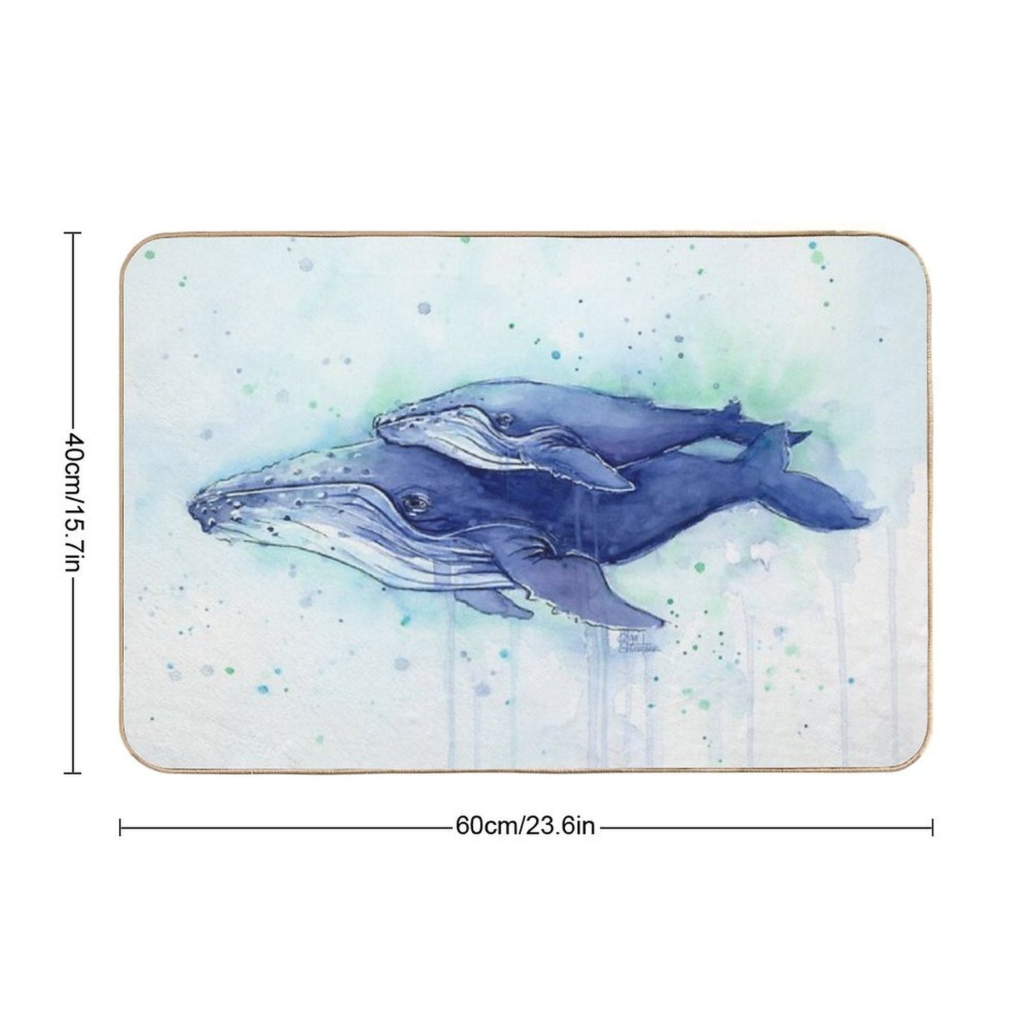 Humpback Whale Mom And Baby Painting Bath Mat