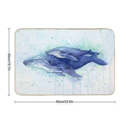 Humpback Whale Mom And Baby Painting Bath Mat