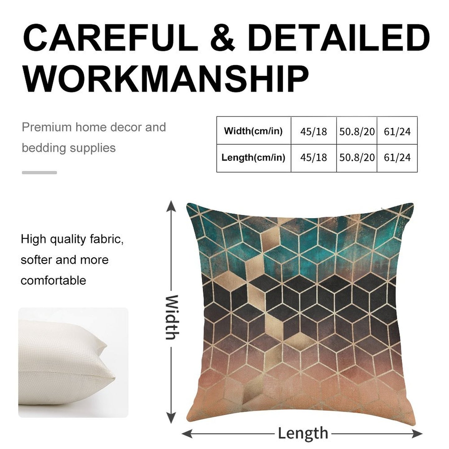 Ombre Dream Cubes Linen Throw Pillow Cover