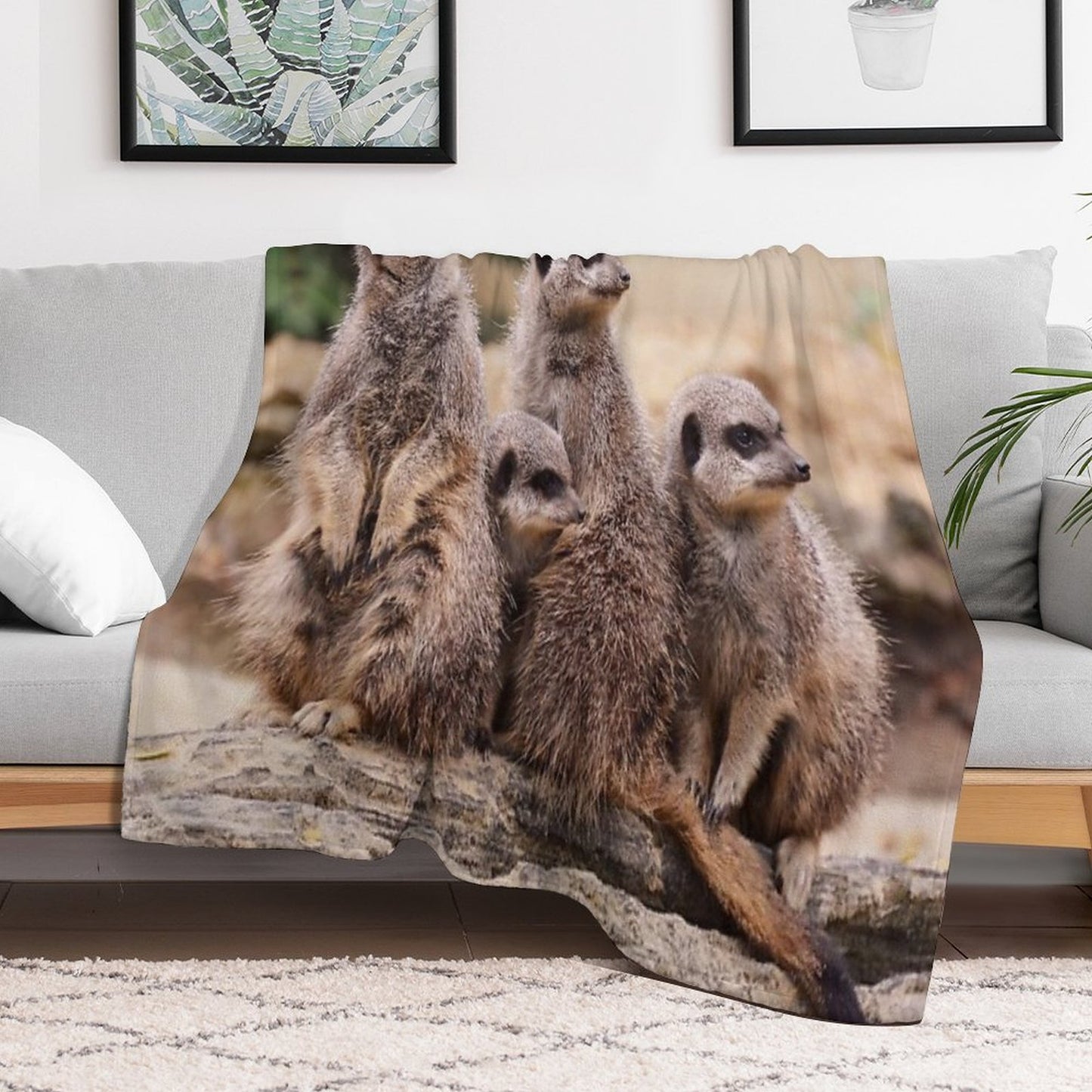 Meerkat Family Throw Blanket