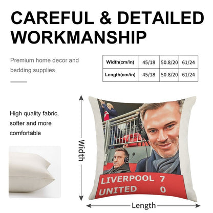 Liverpool 7 United 0 Linen Throw Pillow Cover