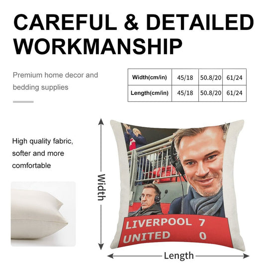 Liverpool 7 United 0 Linen Throw Pillow Cover