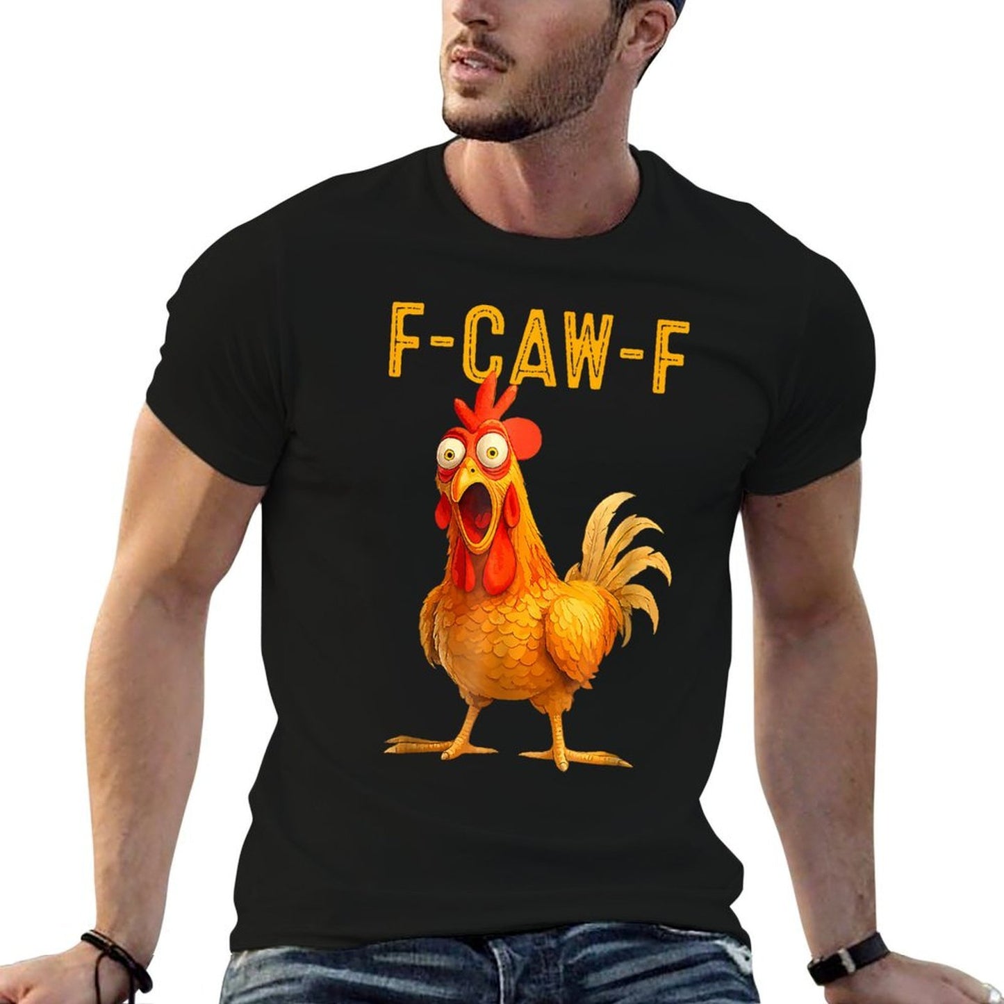 F-Caw-F Funny Chicken Humor Quote Rooster Meme  Polyester Blend T-Shirt