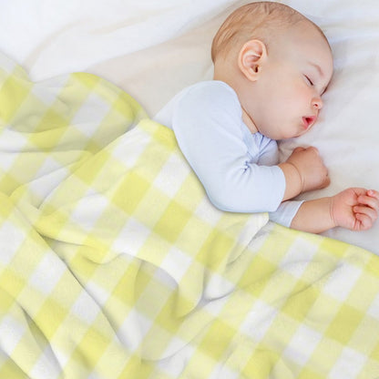 Sunny Yellow Gingham Checked Pattern Throw Blanket