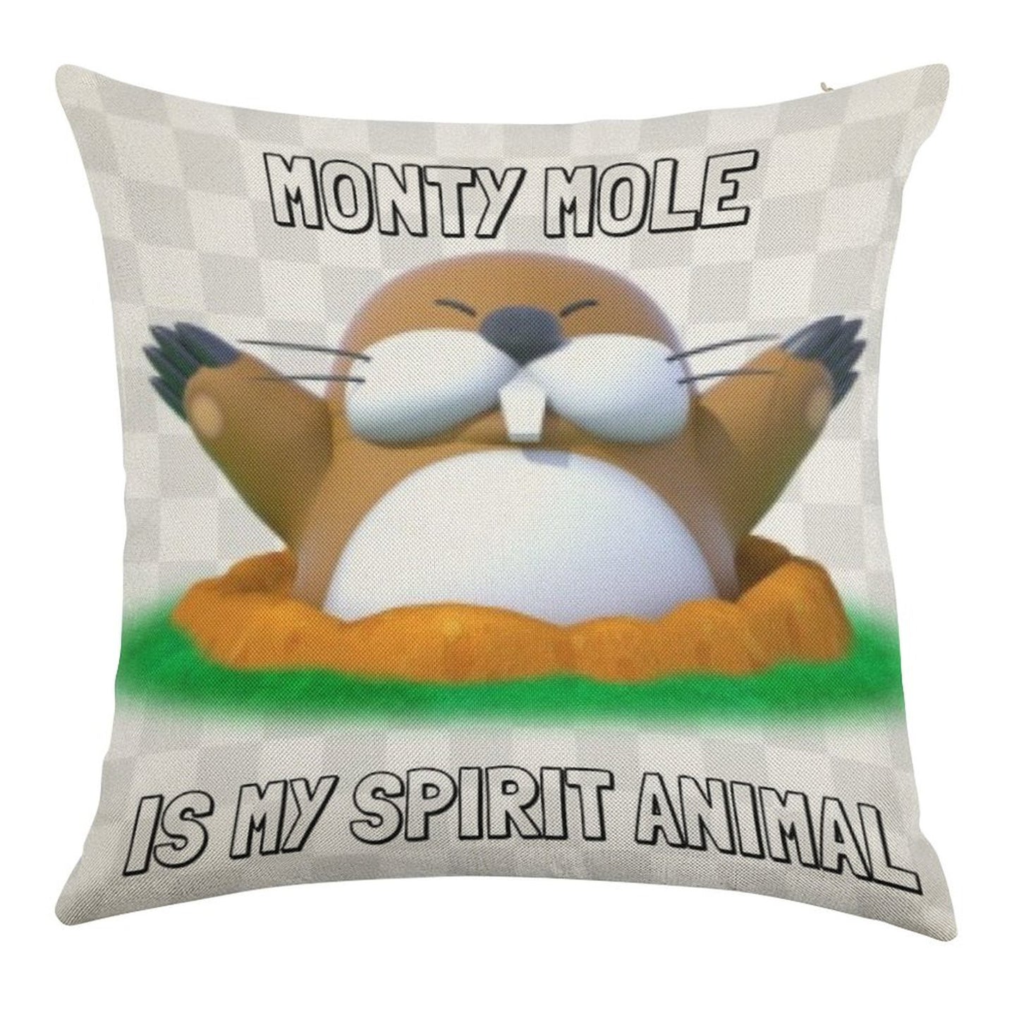 Monty Mole Is My Spirit Animal Linen Throw Pillow Cover