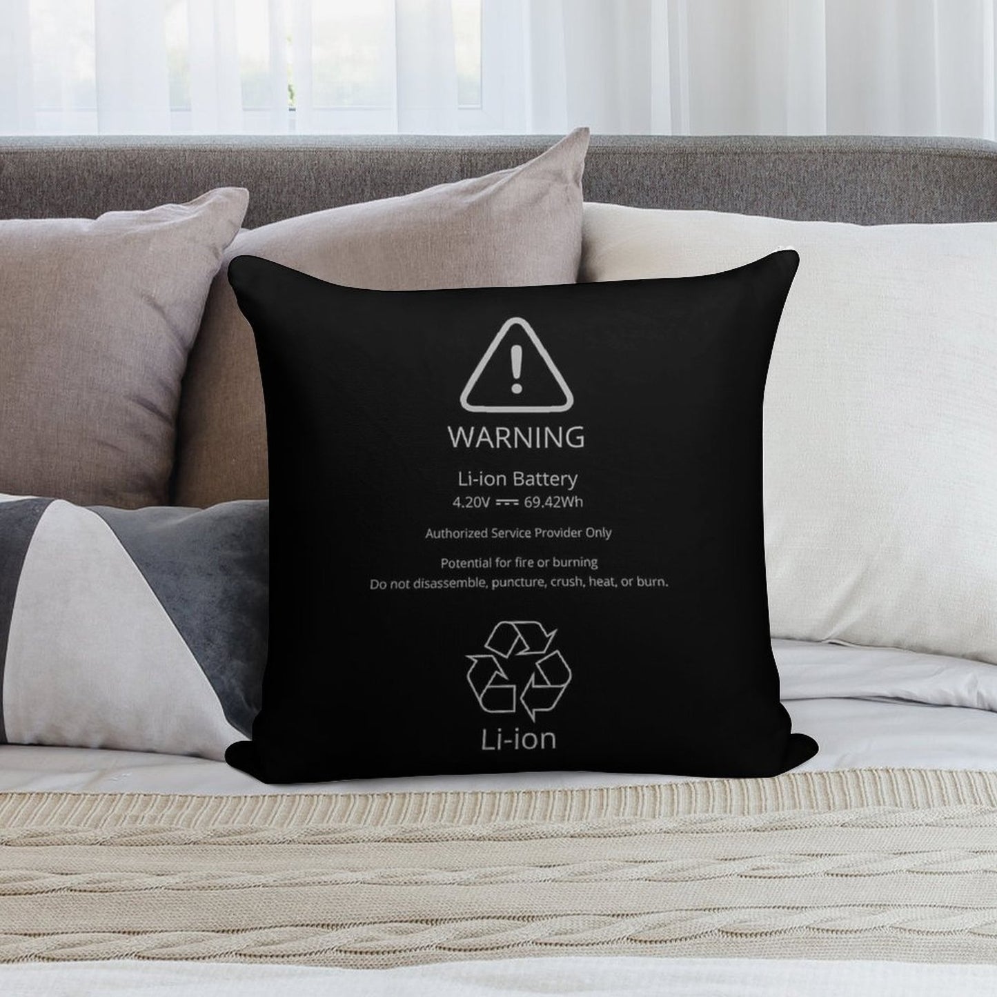 Swollen Battery  Lithium-ion Battery Soft Decorative Cover Throw Pillow