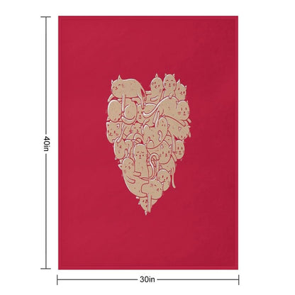 I Love Cats Heart Throw Blanket