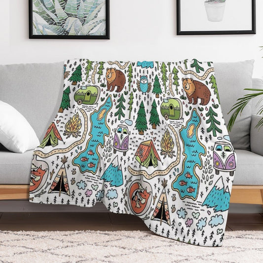 Happy Map Throw Blanket