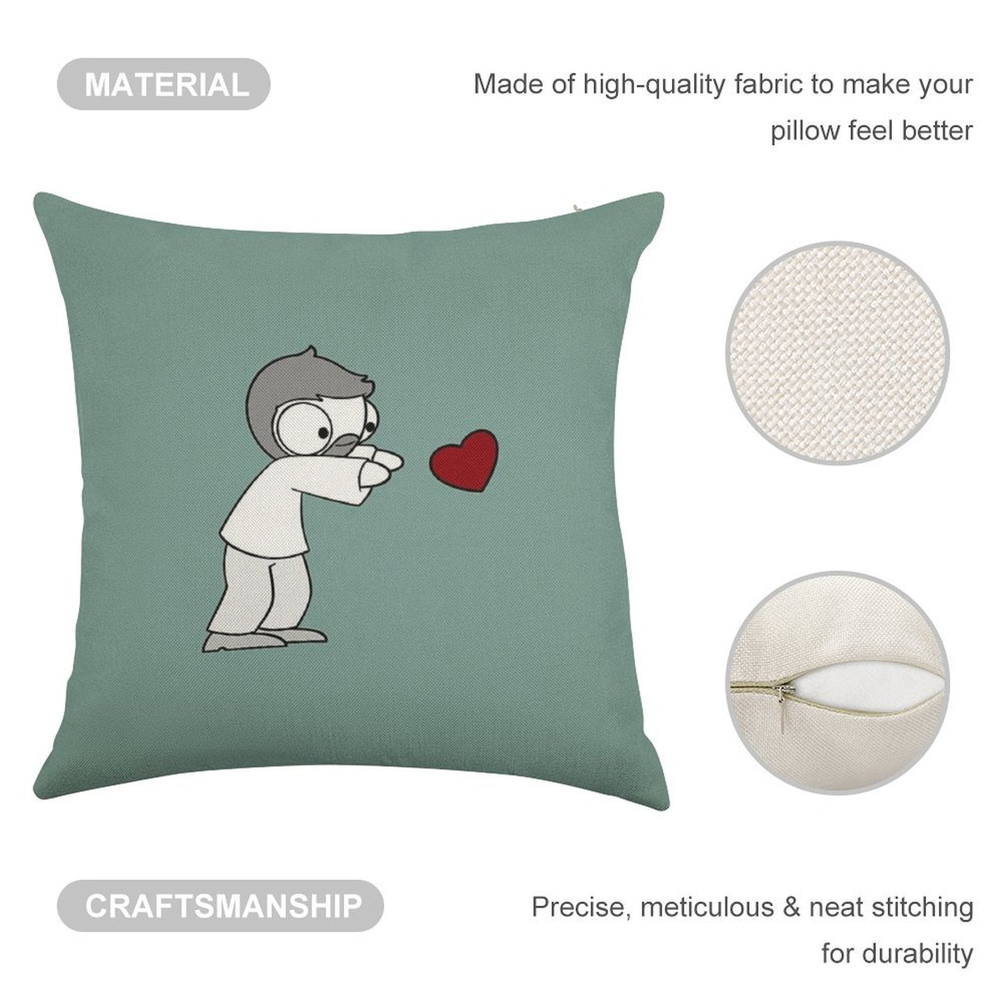 John Hearts Linen Throw Pillow Cover