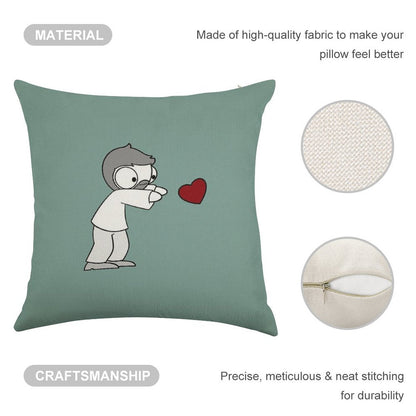 John Hearts Linen Throw Pillow Cover