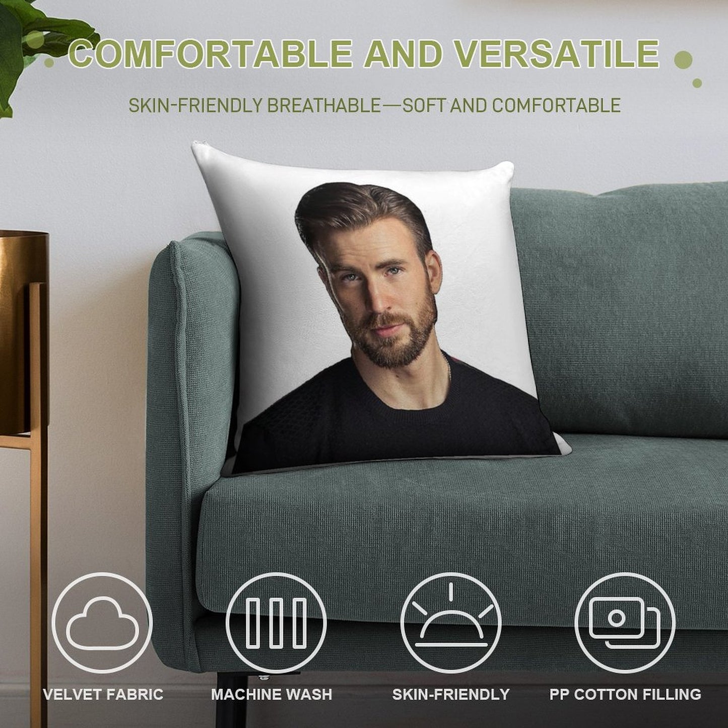 Chris Evans Being Hot Soft Fade-Resistant Throw Pillow