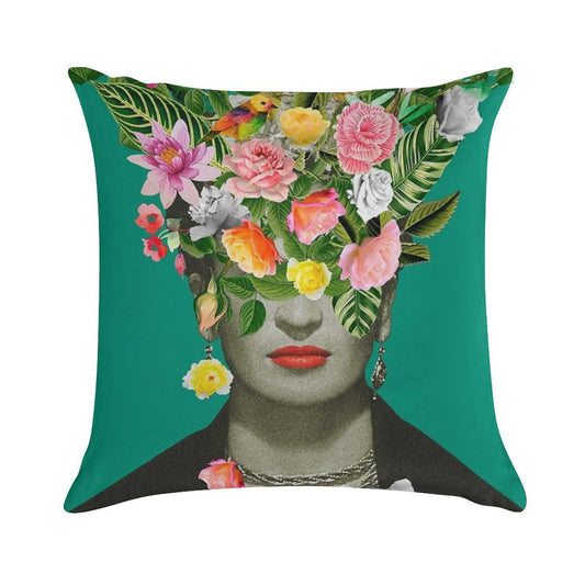 Frida Floral (Green) Soft Easy Maintenance Throw Pillow