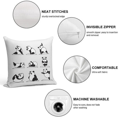 Panda Yoga Soft Shrink-Resistant Throw Pillow