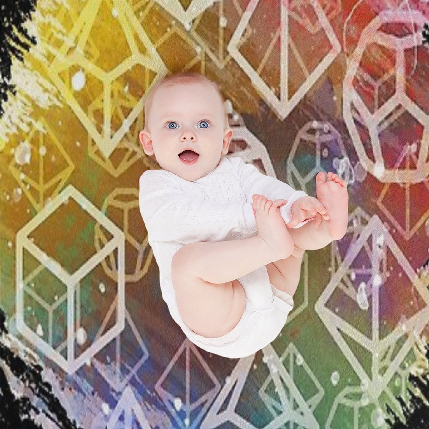 D20 Dice Watercolor Rainbow Throw Blanket