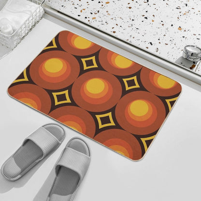 1970s Orange Mid-Century Modern Circle 2 Bath Mat