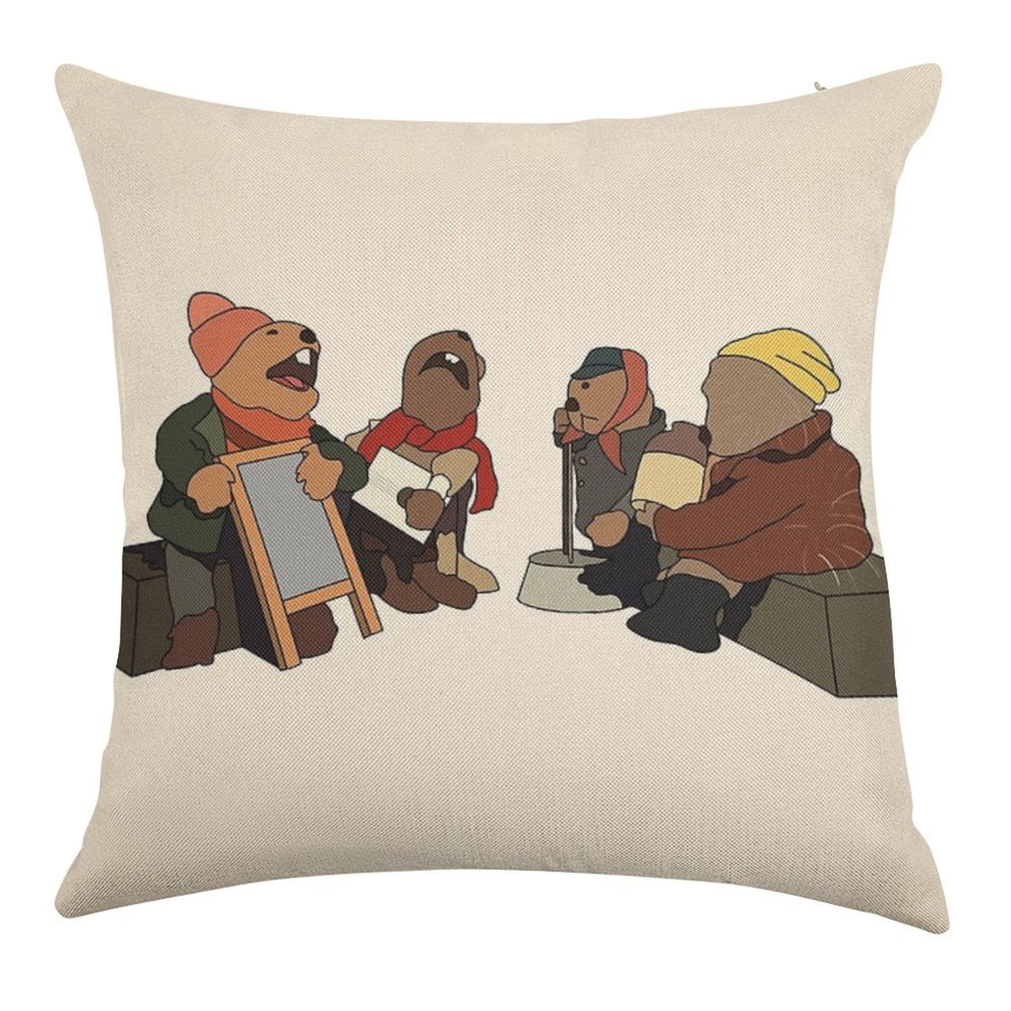 Emmet Otters Jug Band Linen Throw Pillow Cover