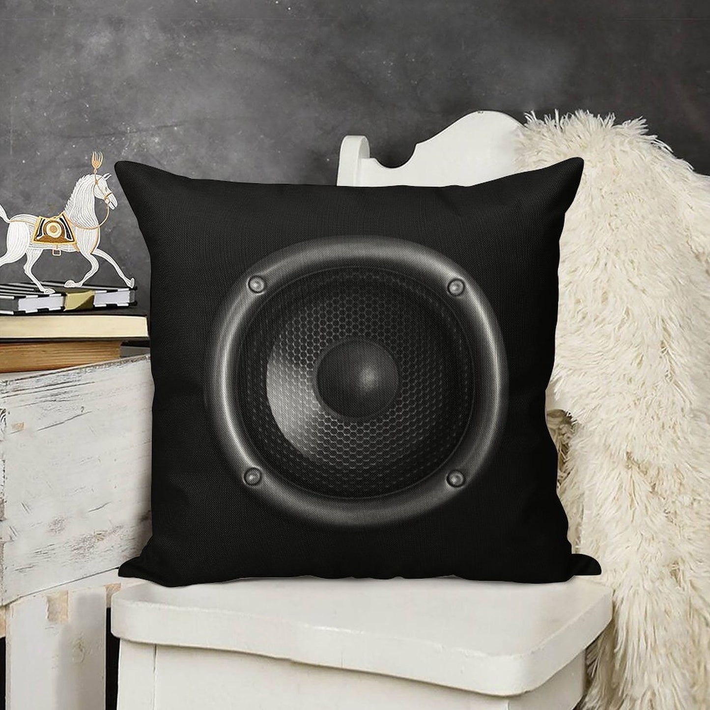 Music Speaker Linen Throw Pillow Cover